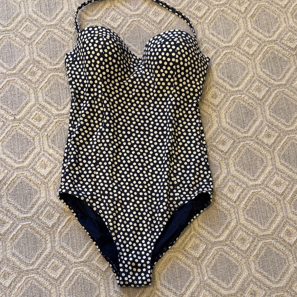 Tory Burch Navy and White Dot One Piece Swimsuit